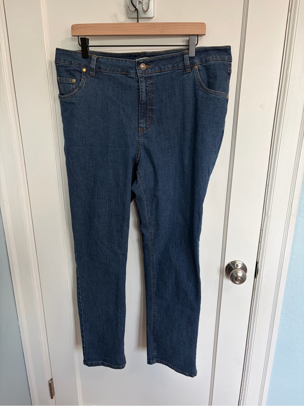 Woman Within Straight Leg Jeans Sz 18W Dark Wash Plus Size Stretch
